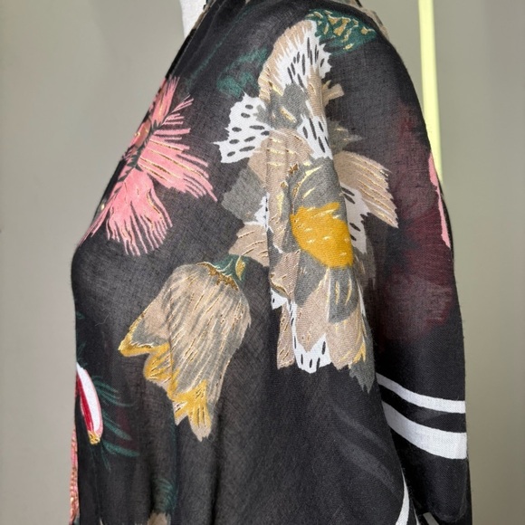 Floral Bohemian Boho Dark Romantic Tropical Kimono Jersey Stripe Wrap Beach - Picture 14 of 14